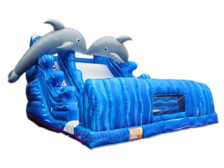 dolphin inflatable dry slide for kids