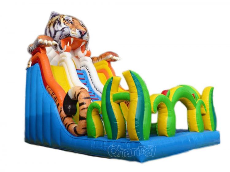 tiger themed inflatable slide