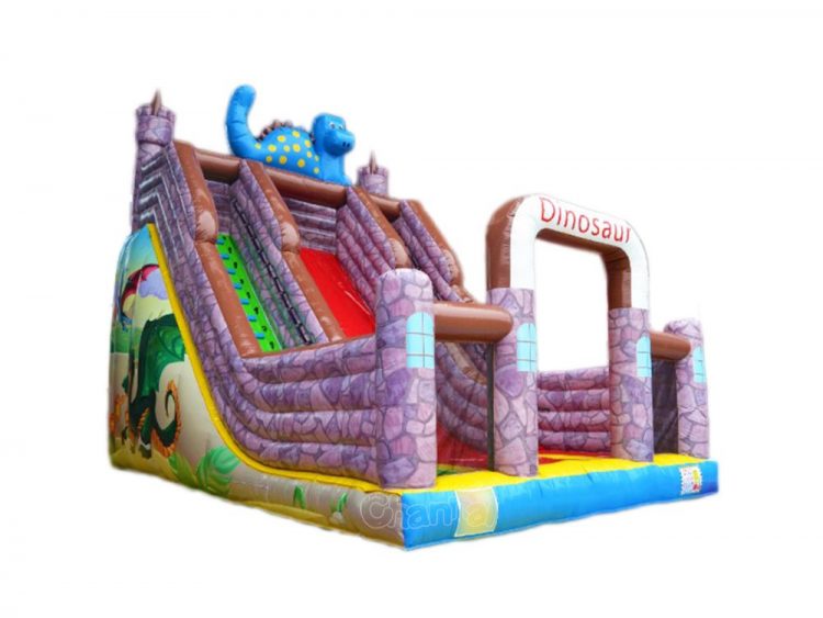 dinosaur castle inflatable slide