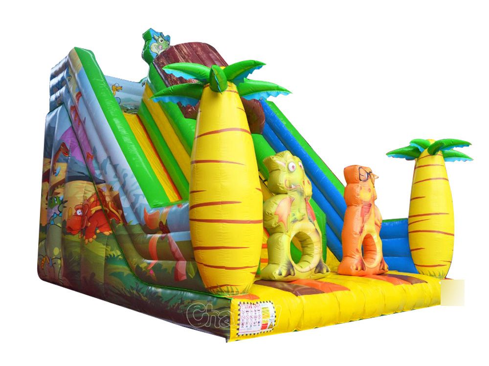 Cartoon Dinosaur Bouncy Slide Channal Inflatables