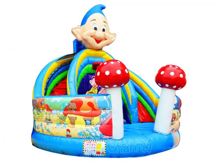 the smurfs mushroom house inflatable slide