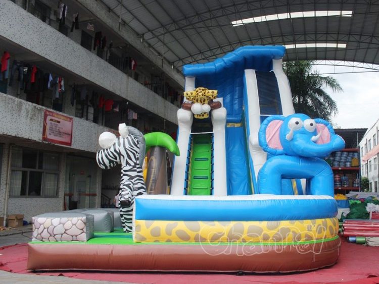 commercial African wild animals inflatable slide for kids