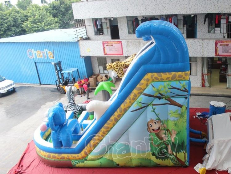 African themed inflatable dry slide (African lion, giraffe, monkey etc)