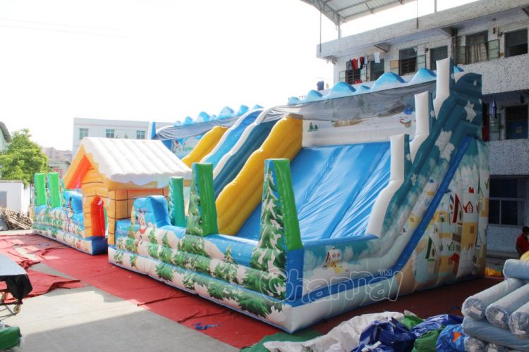 winter theme inflatable slide (2 slides)