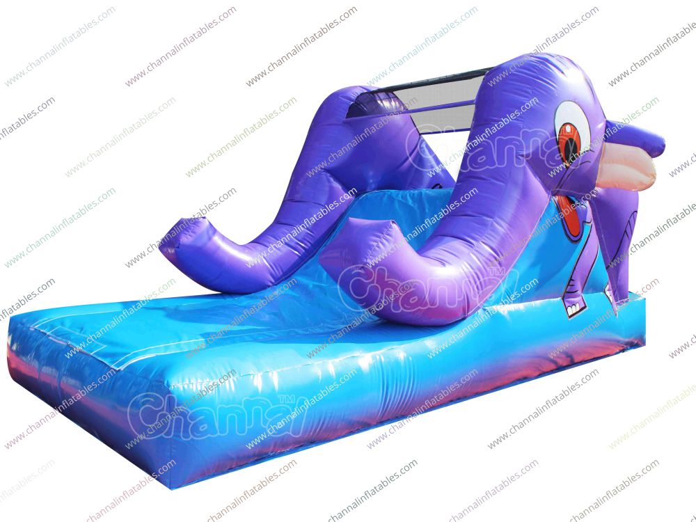 purple elephant inflatable slide