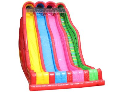 rainbow giant inflatable slide 3 lanes