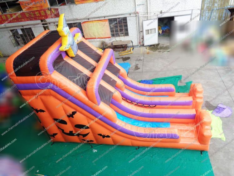 witch theme orange inflatable slide