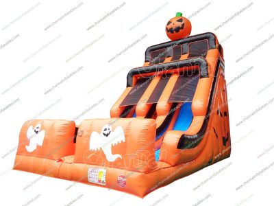 halloween pumpkin inflatable slide
