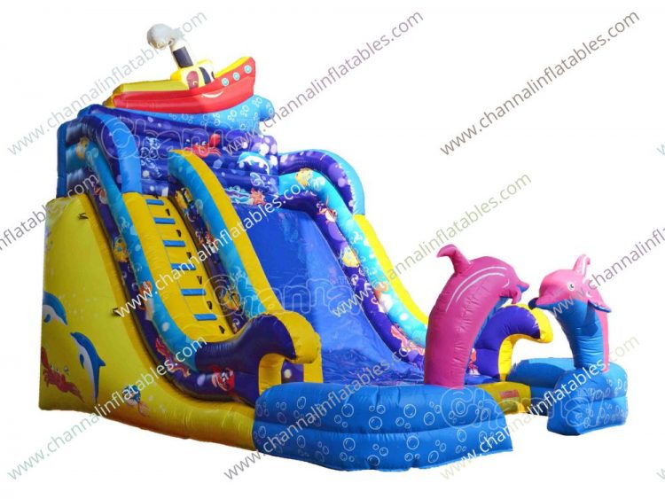 ocean dolphin inflatable slide