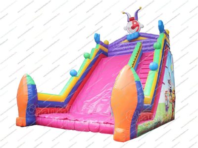 circus clowns juggling inflatable slide