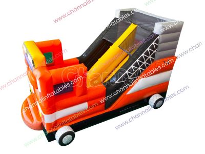 firetruck inflatable slide with bounce floor for little kids