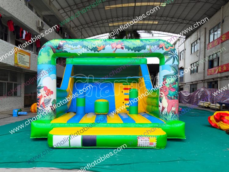 forest animal inflatable slide
