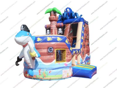 ocean animals pirate ship inflatable slide
