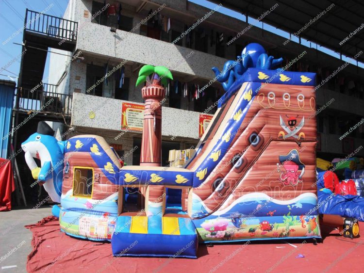 pirate ship inflatable slide entrance
