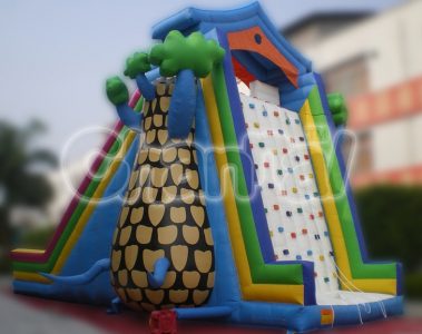 tree house inflatable slide with climbing wall