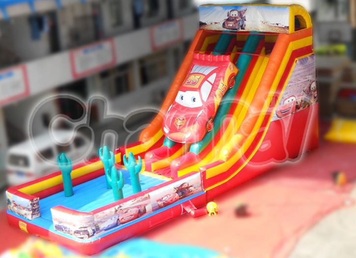 cars in desert inflatable slide