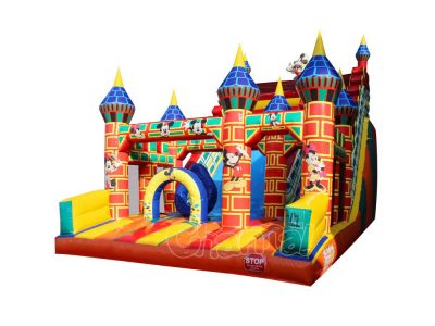mickey mouse castle inflatable slide