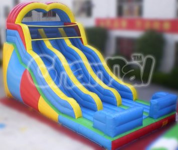 blue inflatable slide