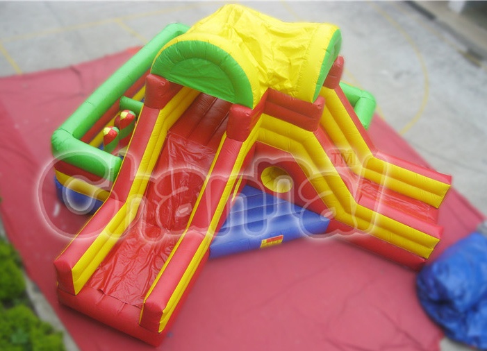 two lanes inflatable combo slide