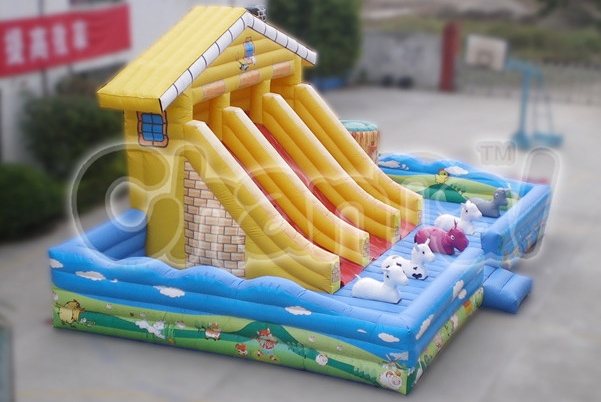 farm animals inflatable slide for kids