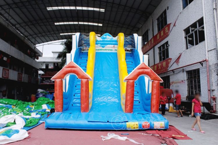 winter themed inflatable slide