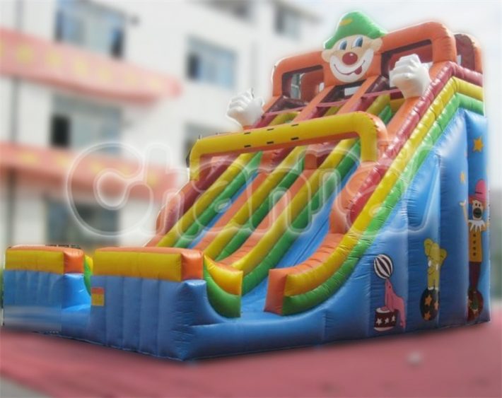 clown double lane inflatable slide
