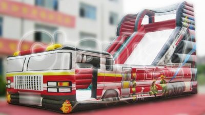 large fire truck inflatable slide for sale