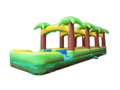 inflatable double slip and slide with pool