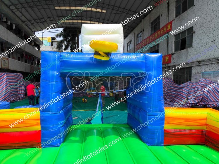 inflatable soccer goal with basketball hoop