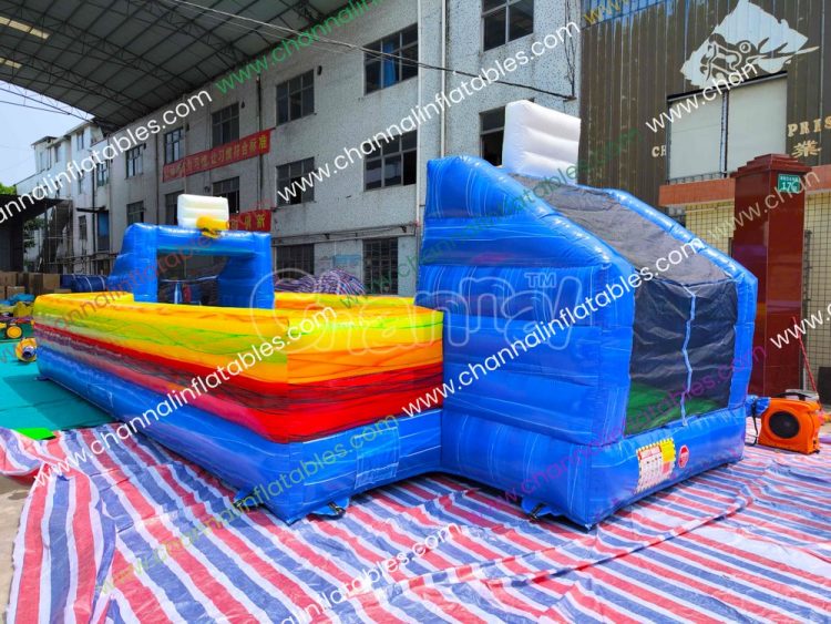 inflatable soccer pitch + basketball court