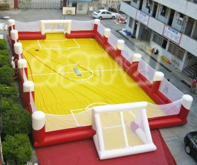 inflatable soccer ball field with netting wall