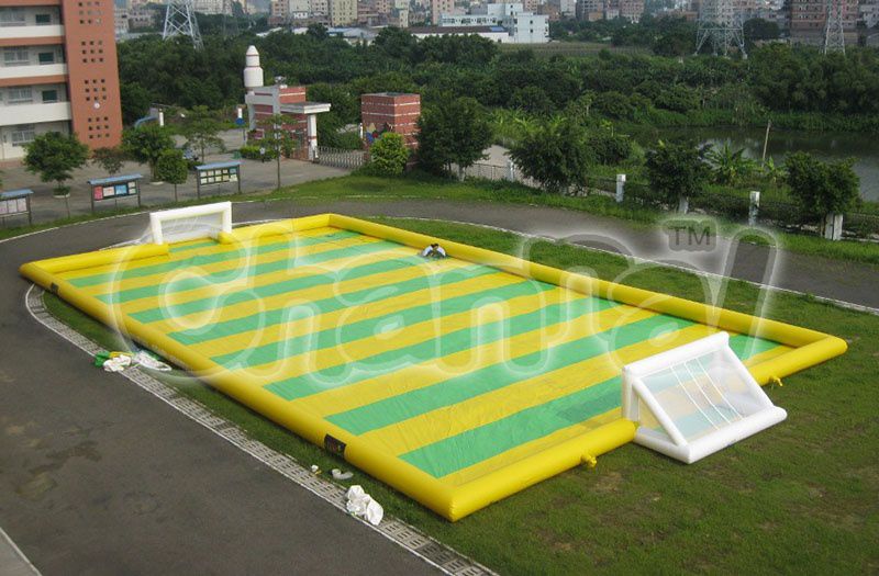 Yellow Inflatable Soccer Ball Sports Field Channal Inflatables