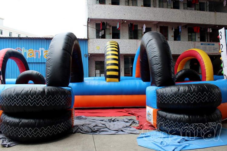 entrance of inflatable go kart track