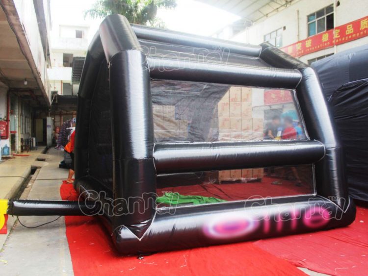 site view of inflatable golf cage