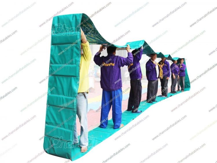 inflatable caterpillar track team building game