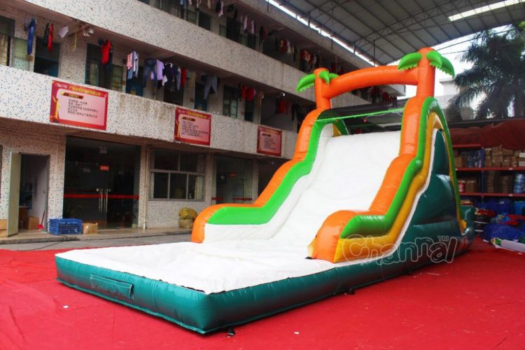 small inflatable water slide with pool