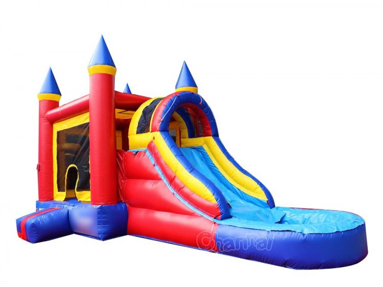 inflatable bouncy house waterslide with pool