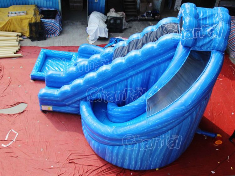 top view of corkscrew water slide inflatable