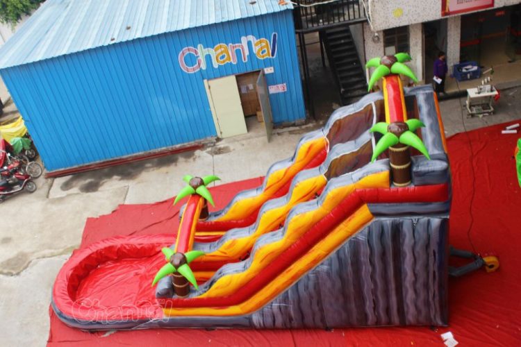 red marble tropical water slide