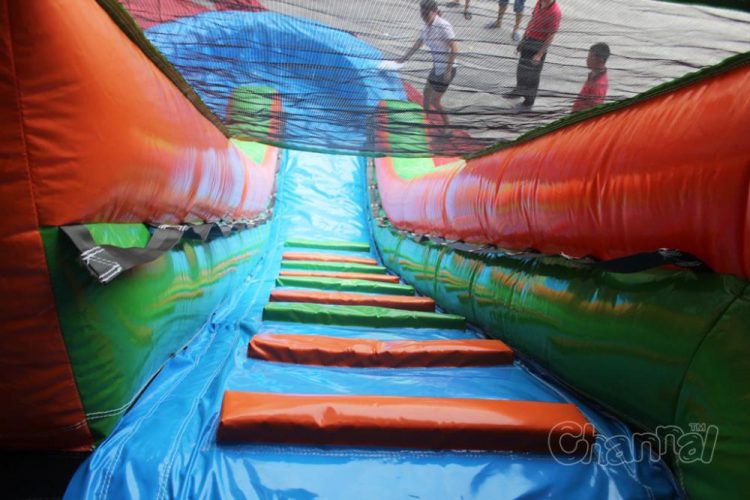 water slide climbing steps