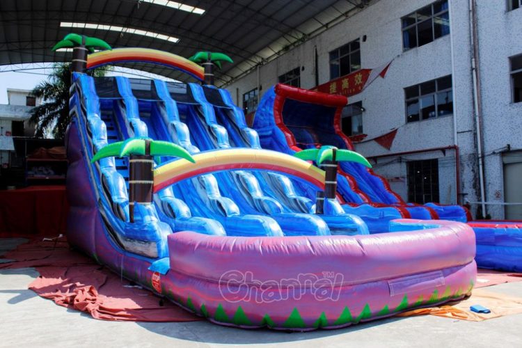 cheap 3 lane inflatable water slide