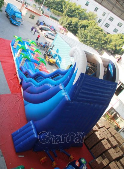 tropical wave inflatable water slide with slip n slide