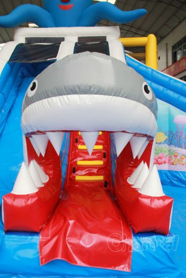 inflatable shark mouth slide exit