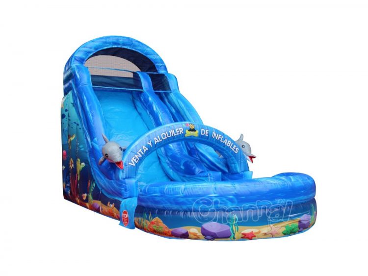 cheap ocean theme inflatable water slide