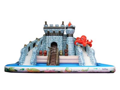castle water slide and pool