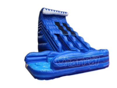 double curved water slide lane inflatable slide