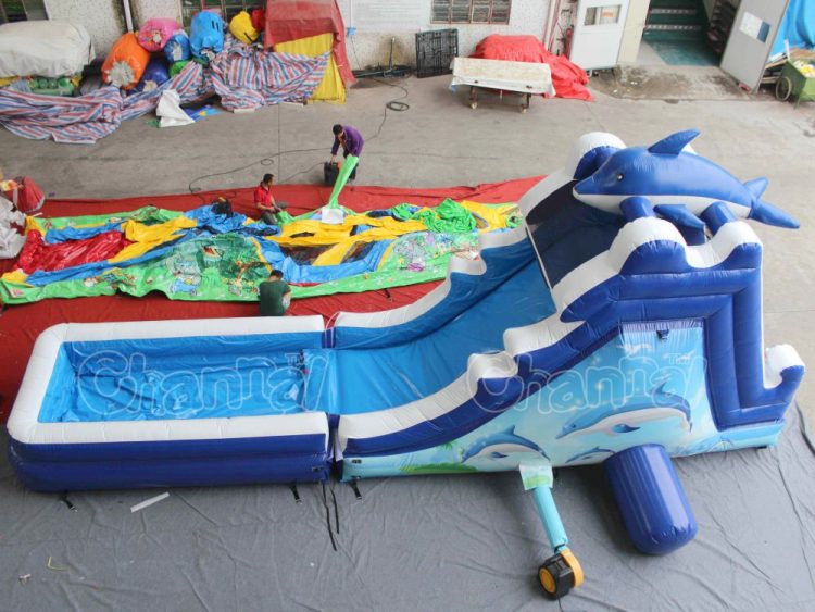 dolphin waterslide with detachable pool