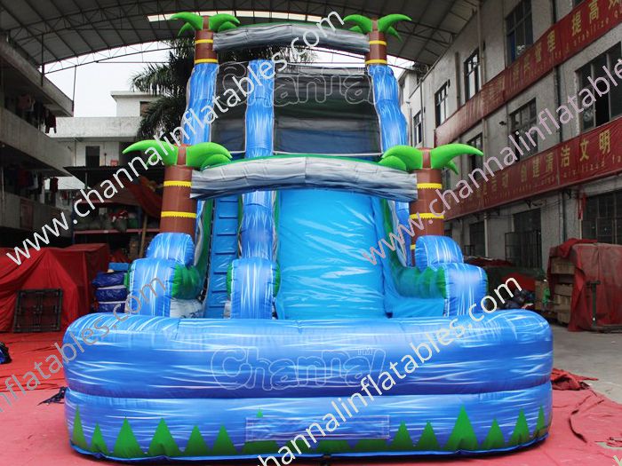 front view of tropical water slide