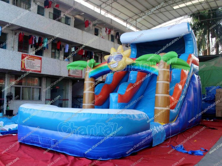 blue wave palm beach theme waterslide