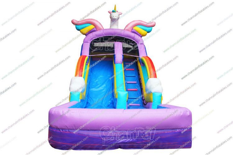 purple unicorn water slide